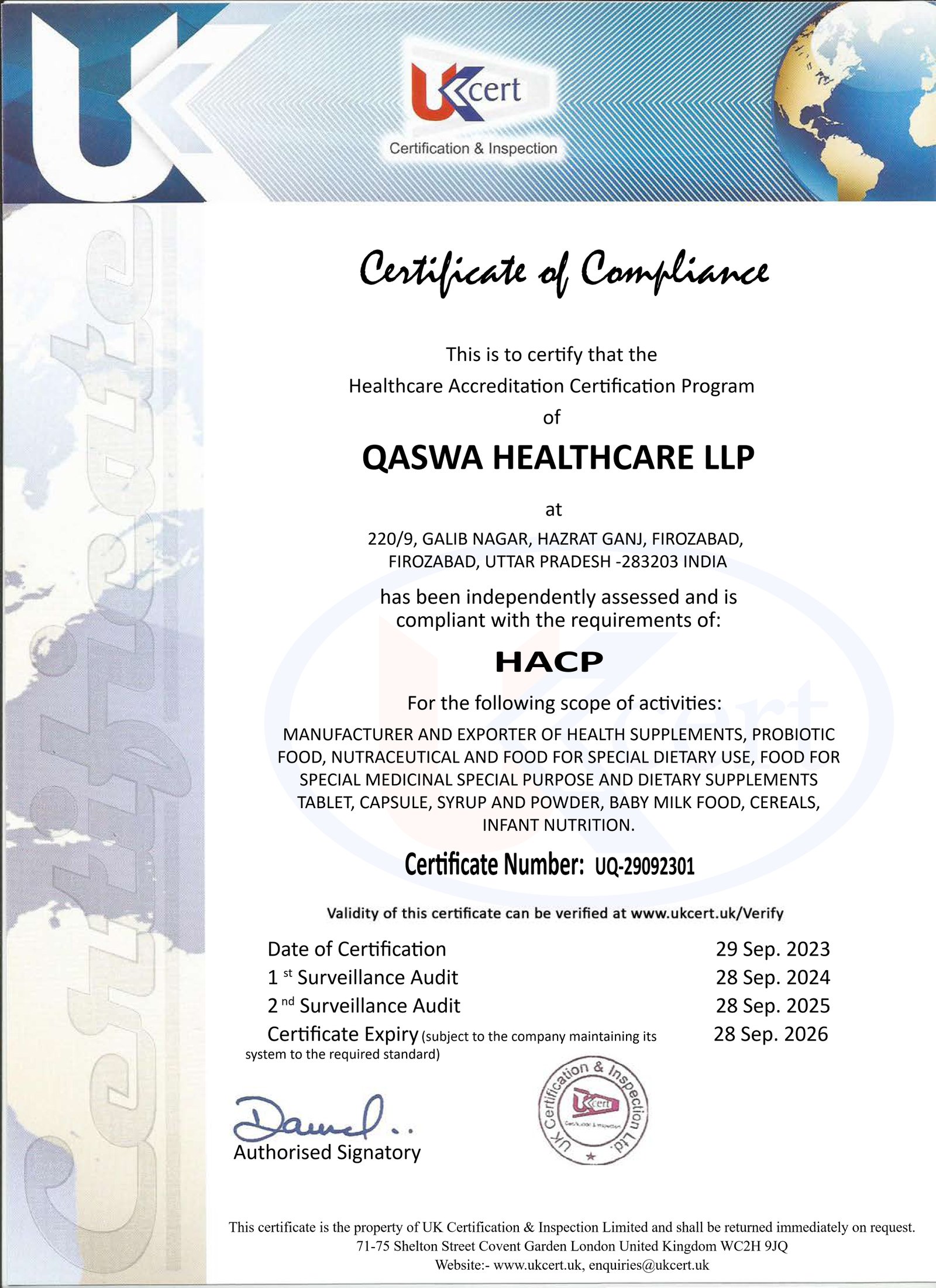 HACCP UK Certification